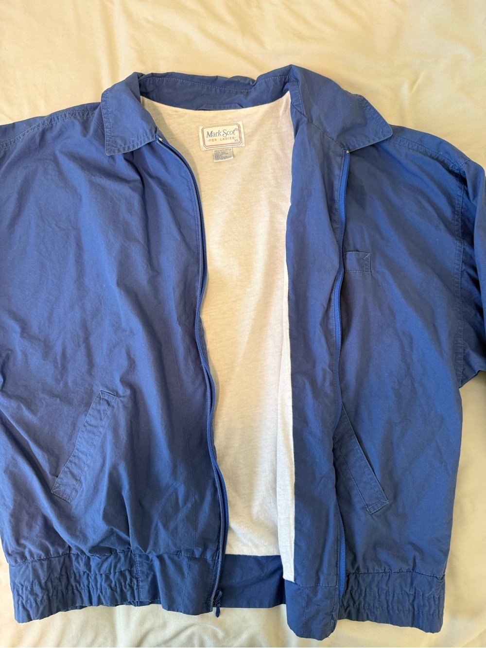 Vintage Mark Scot 100% Cotton Windbreaker Soft Blue Zip Jacket Women’s XL- M fit - Picture 5 of 16